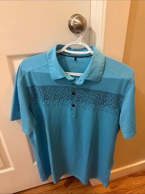 Galvin Green Men's Aqua Blue Polo with Graphic Chest Detail